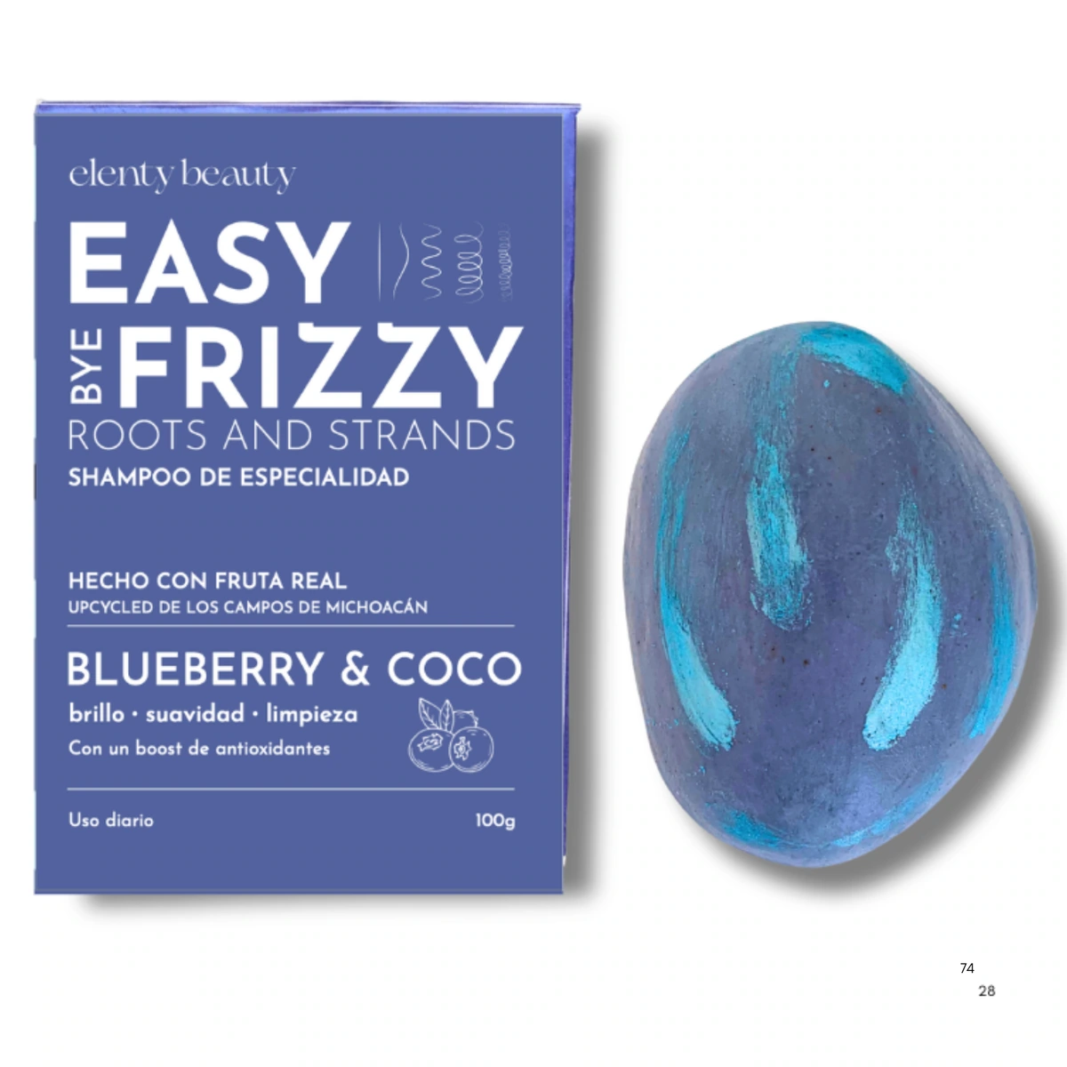 Shampoo Sólido Antioxidante de Blueberry y Coco | 100 g