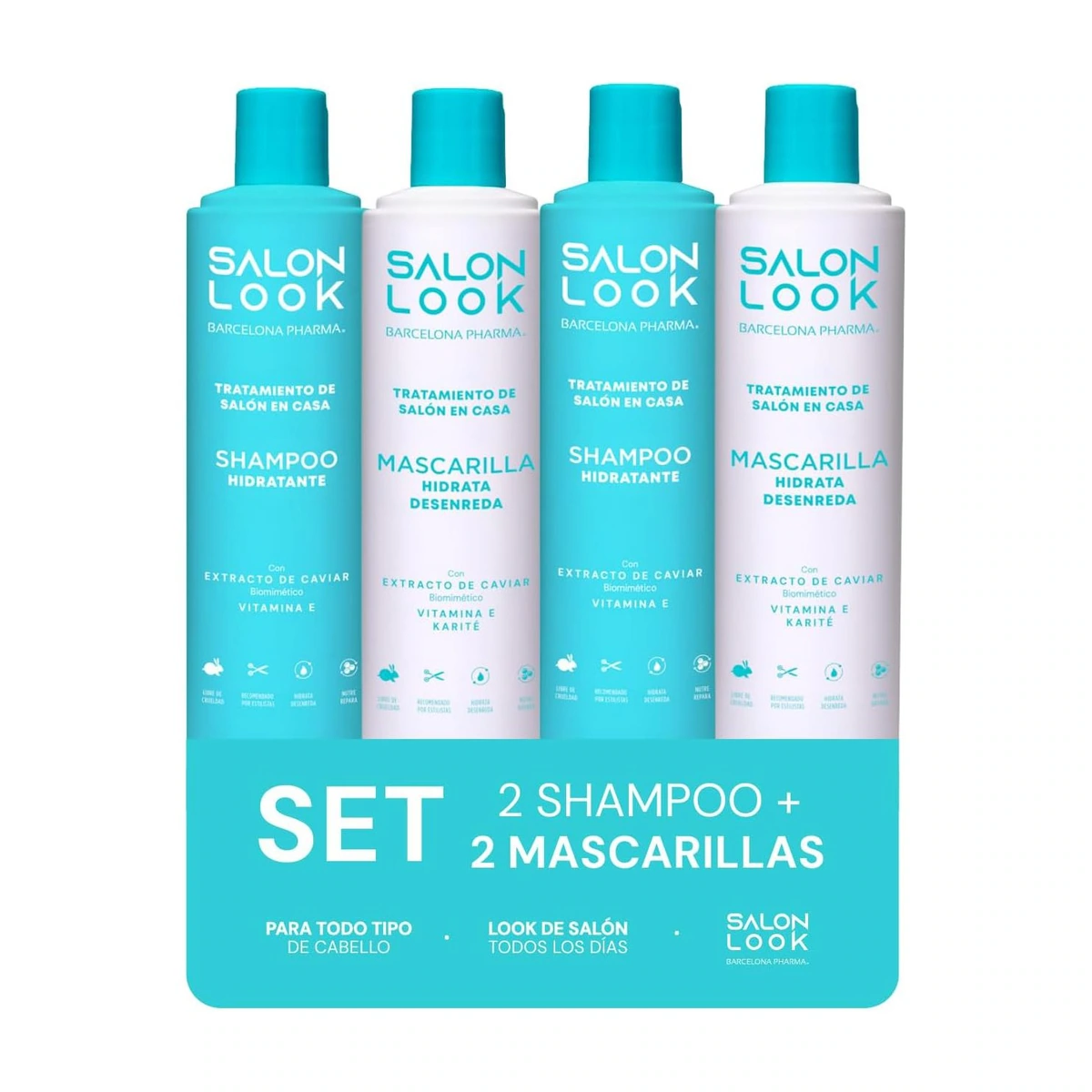 4 Pack Salon Look Shampoo / Mascarilla Capilar