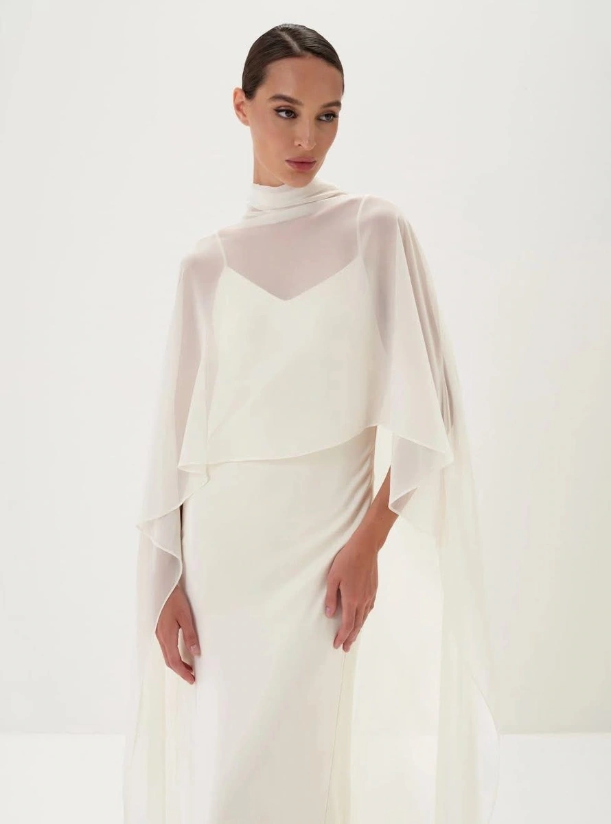 Estelle Cape Gown in Naia™ Satin
