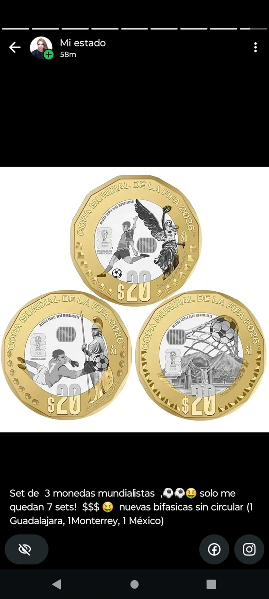 Set de 3 monedas mundialistas  bifasicas FIFA 2026