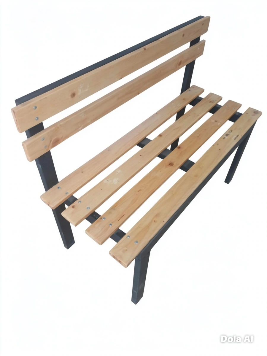 Banca industrial rústica madera maciza metal reforzado calidad premium