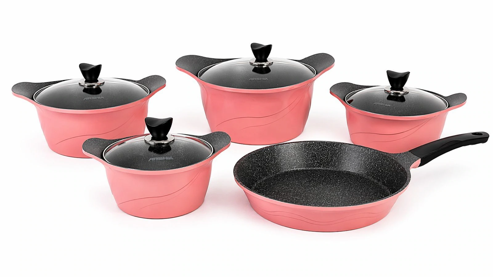 JGO DE BATERIAS DE COCINA 10 PZ ARSHIA ROSE DELUXE