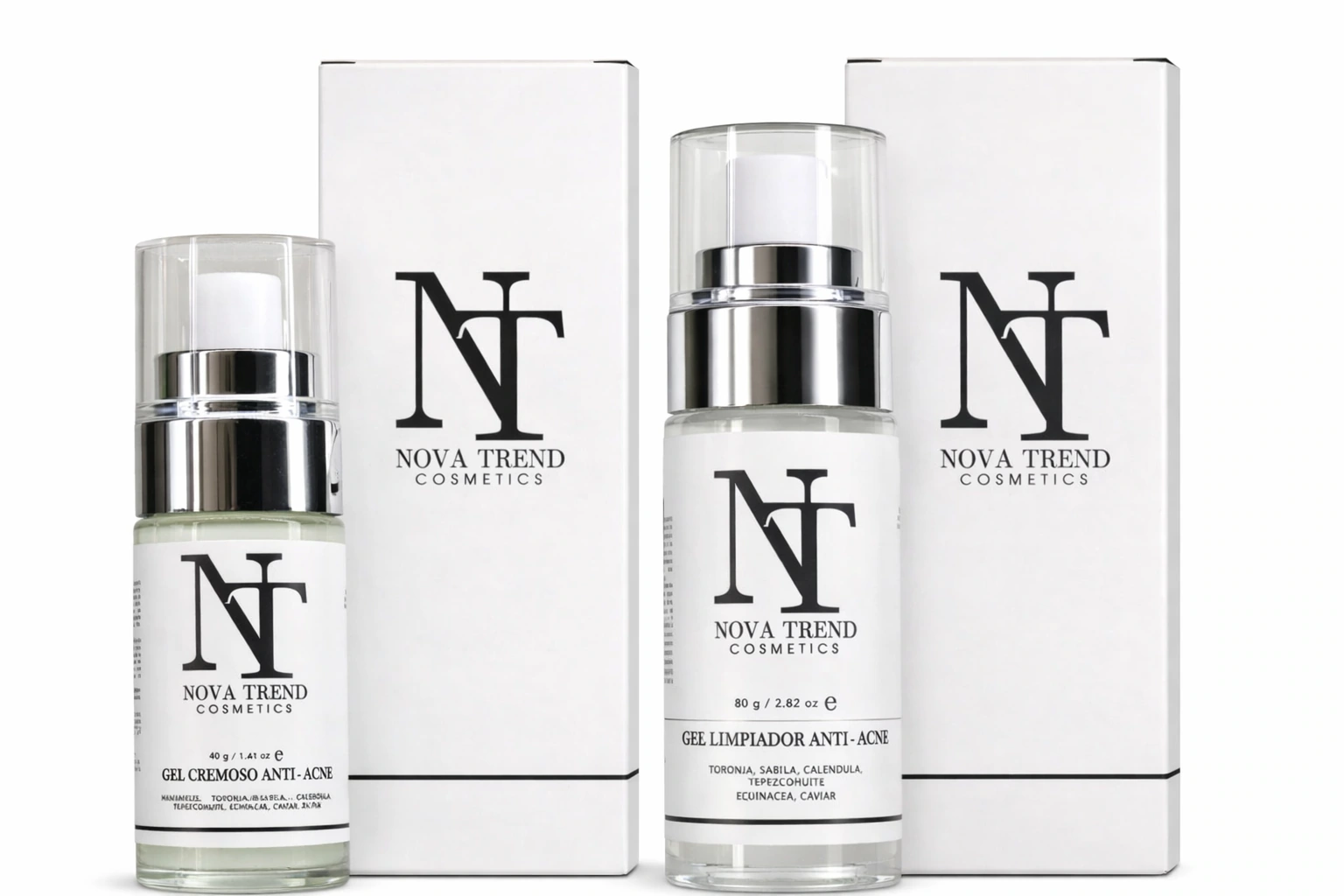 Hasta 98% menos acné, Kit Anti-Acné con 2 productos NOVA TREND COSMETICS