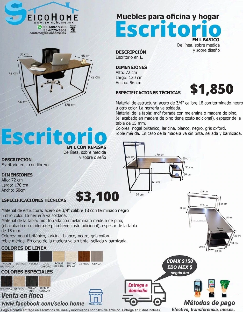 Escritorio en L con Repisas (librero)