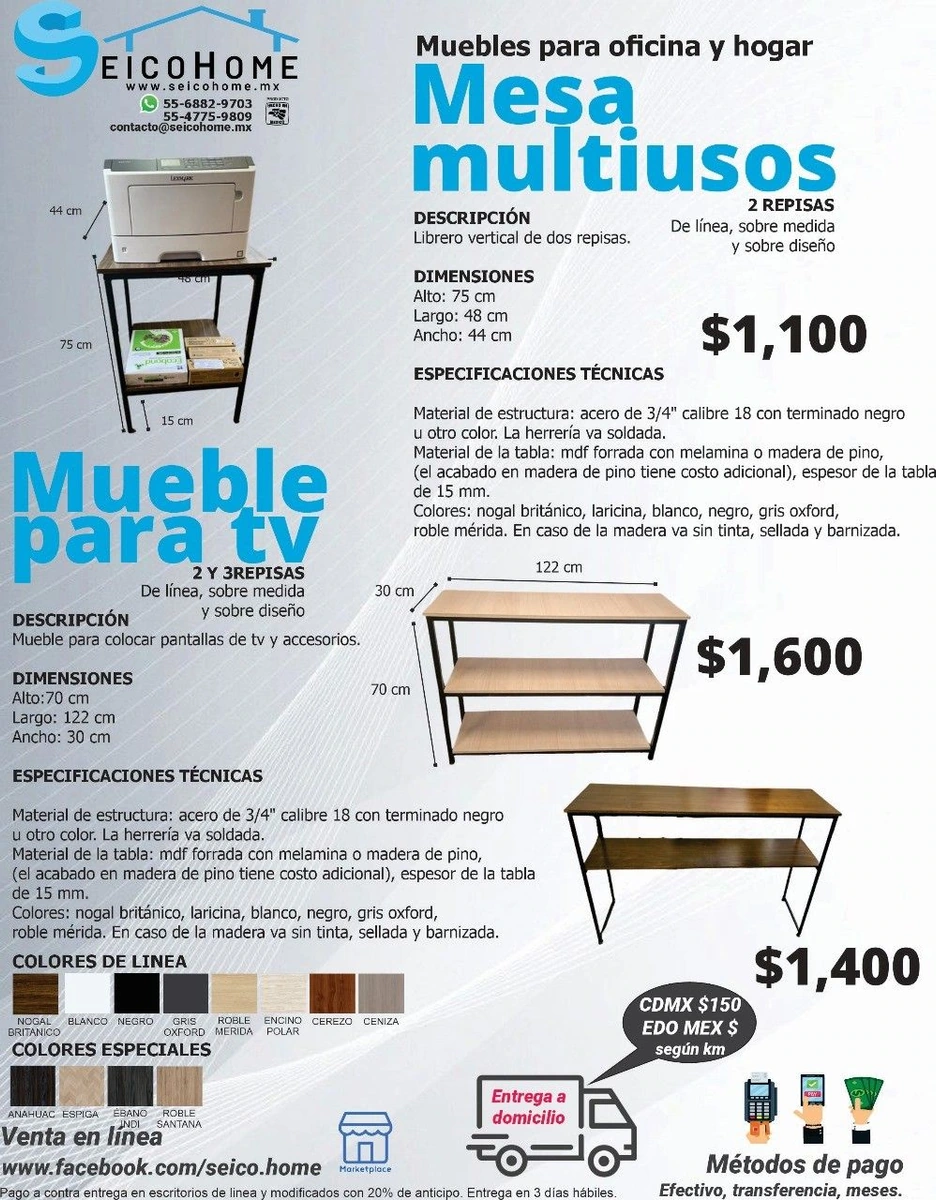 Mesa Multiusos / Librero 2 Repisas
