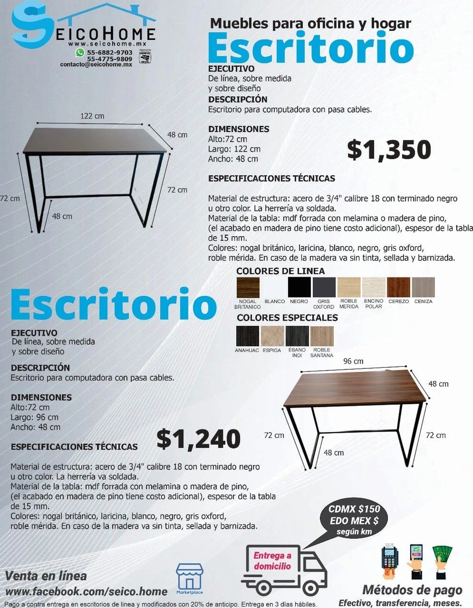 Escritorio Ejecutivo con pasa cables