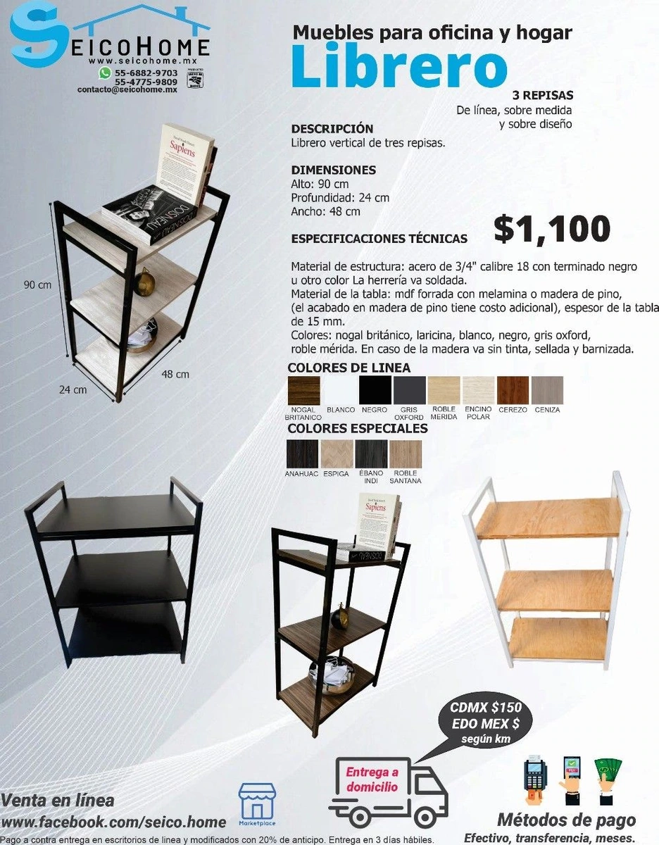 Librero Vertical 3 Repisas