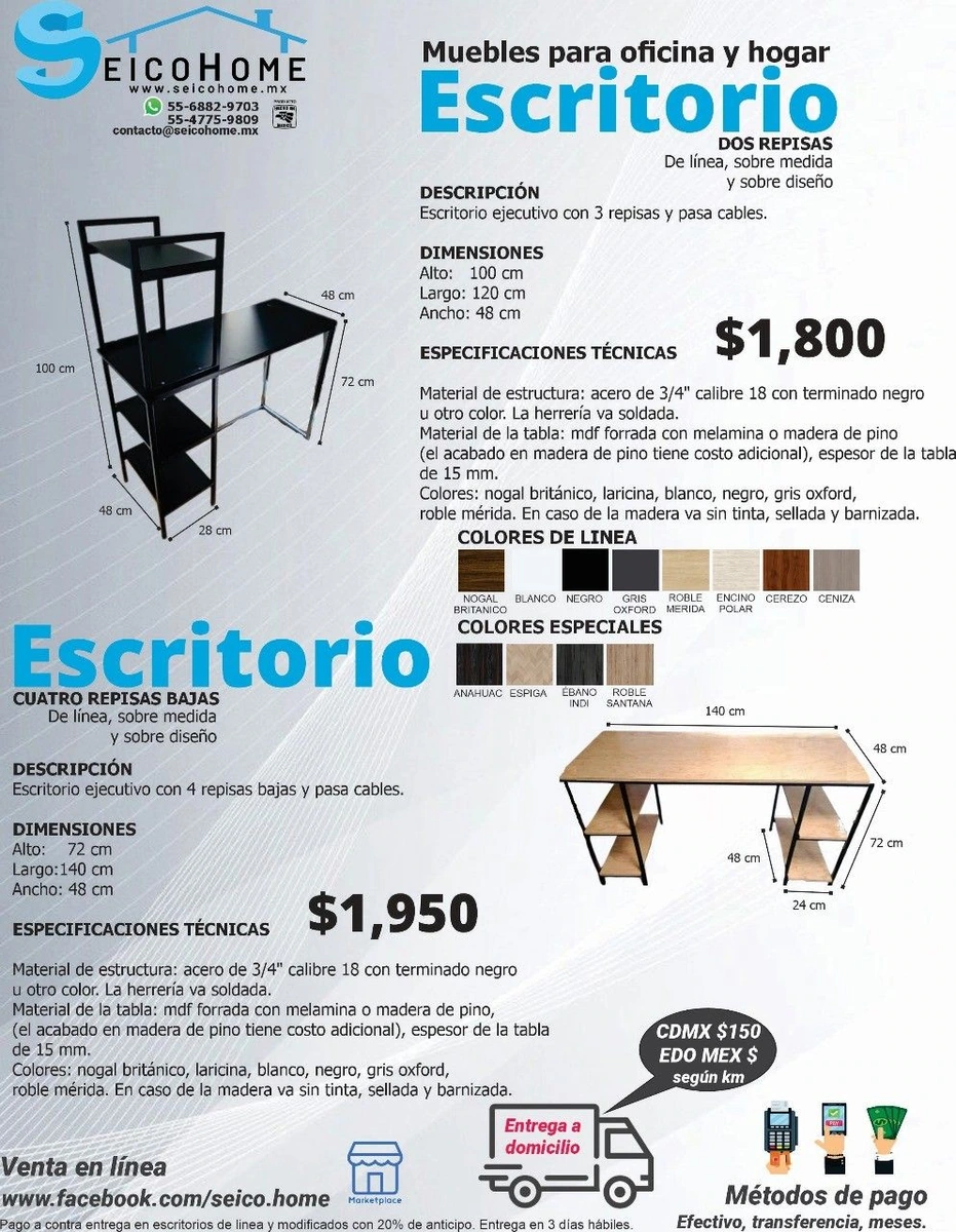 Escritorio Ejecutivo 3 Repisas con pasa cables