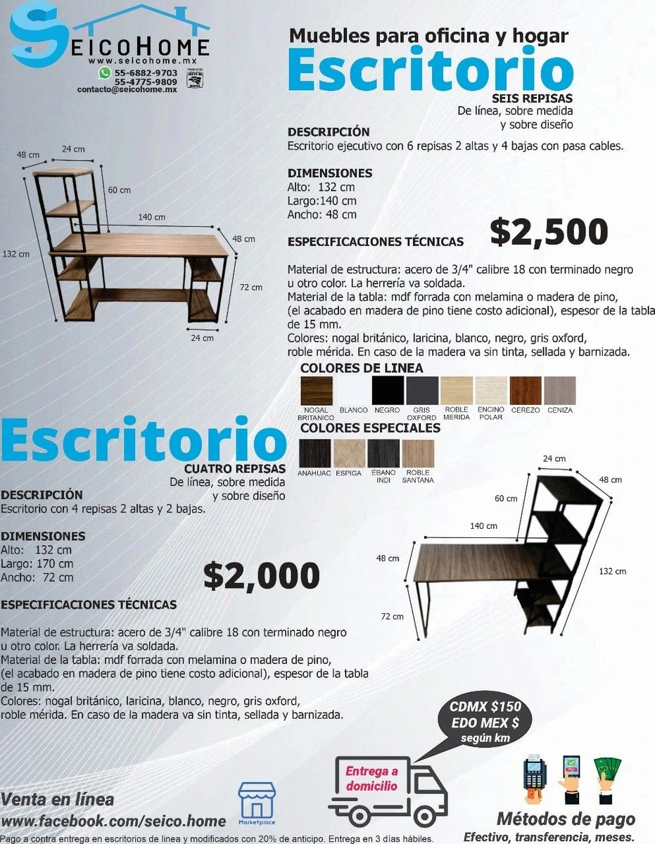 Escritorio Ejecutivo 4 Repisas (2 altas, 2 bajas)