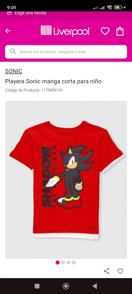 Playera Sonic niño de liverpool