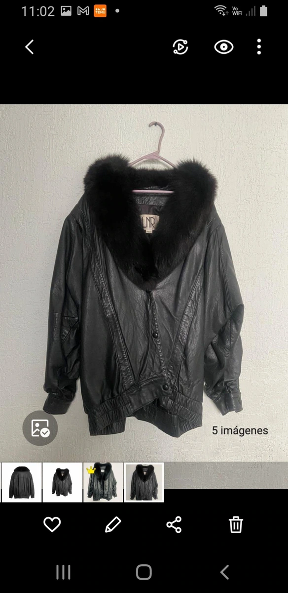 Chamarra de piel con cuello zorro