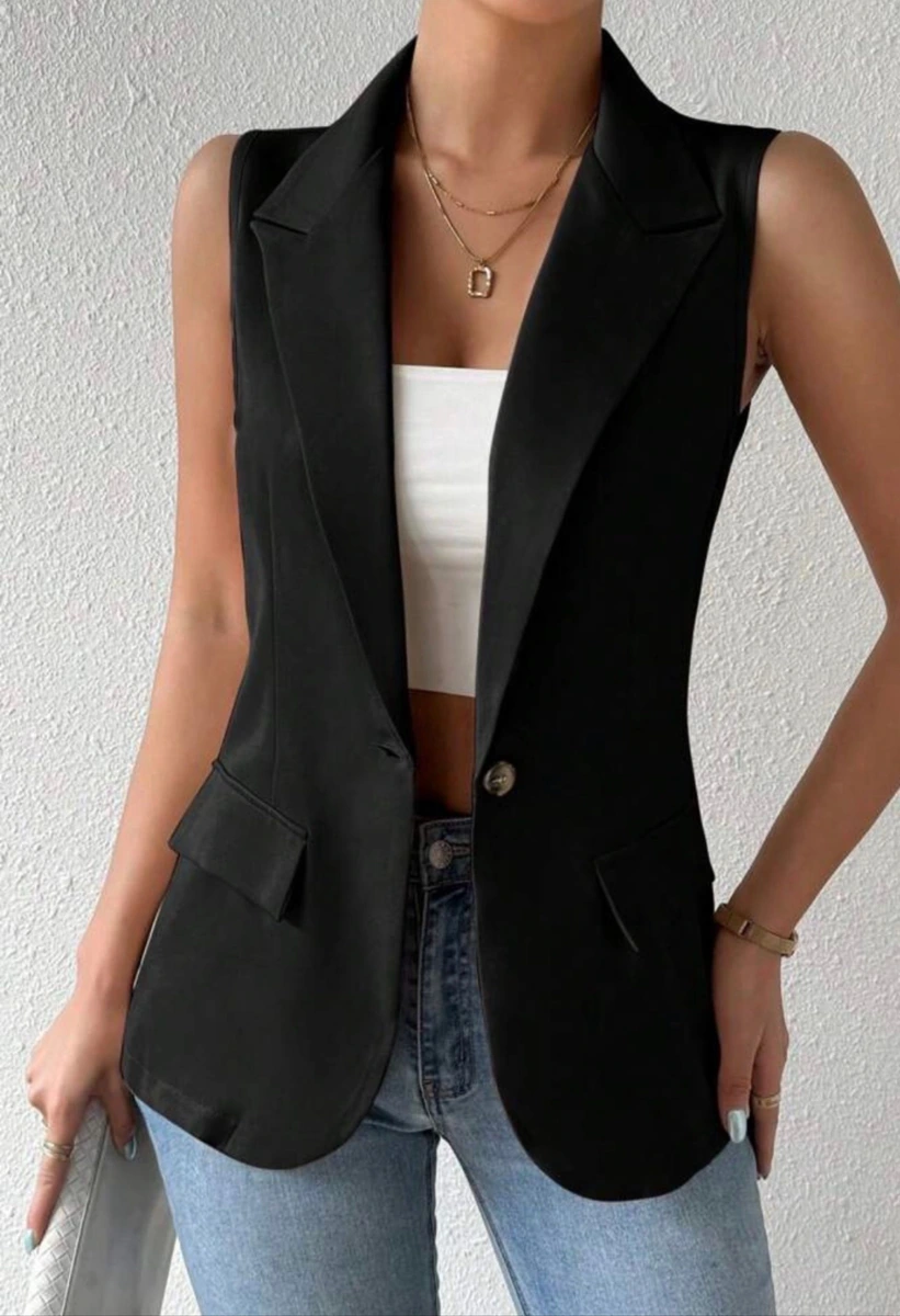 Chaleco largo negro marca SHEIN talla L 40/42