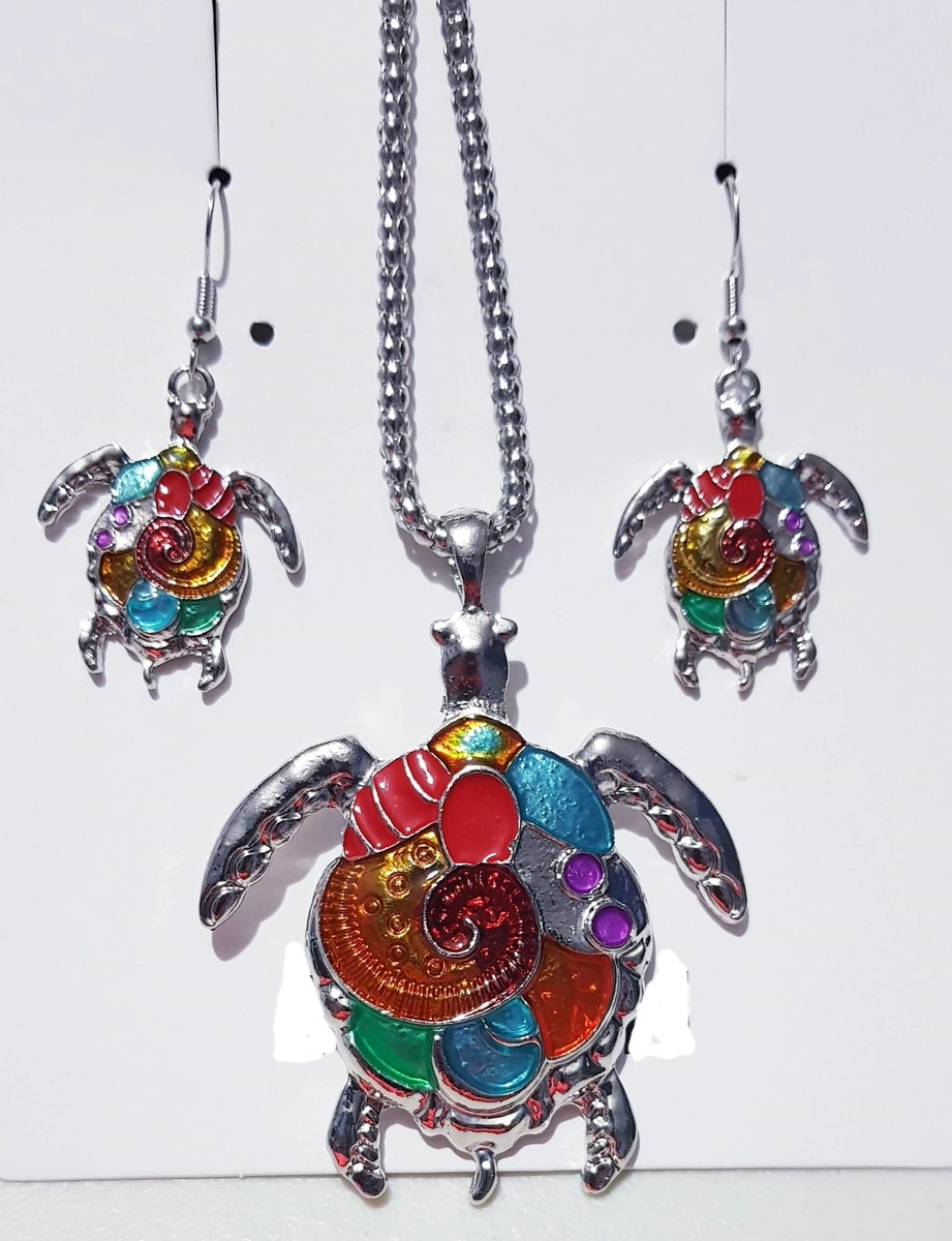 Collar y aretes Tortuga esmaltada