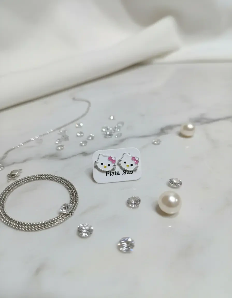Aretes plata ley 925 broquel con bolita minino