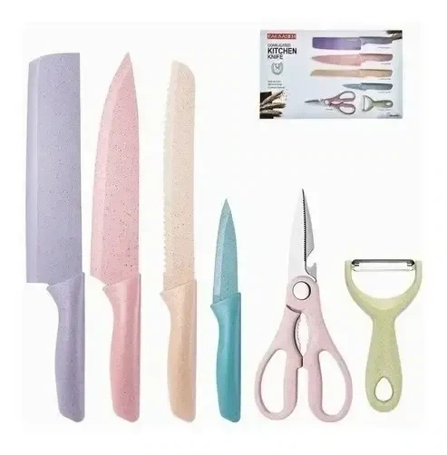 Set juego de cuchillos profesionales 6 piezas colores