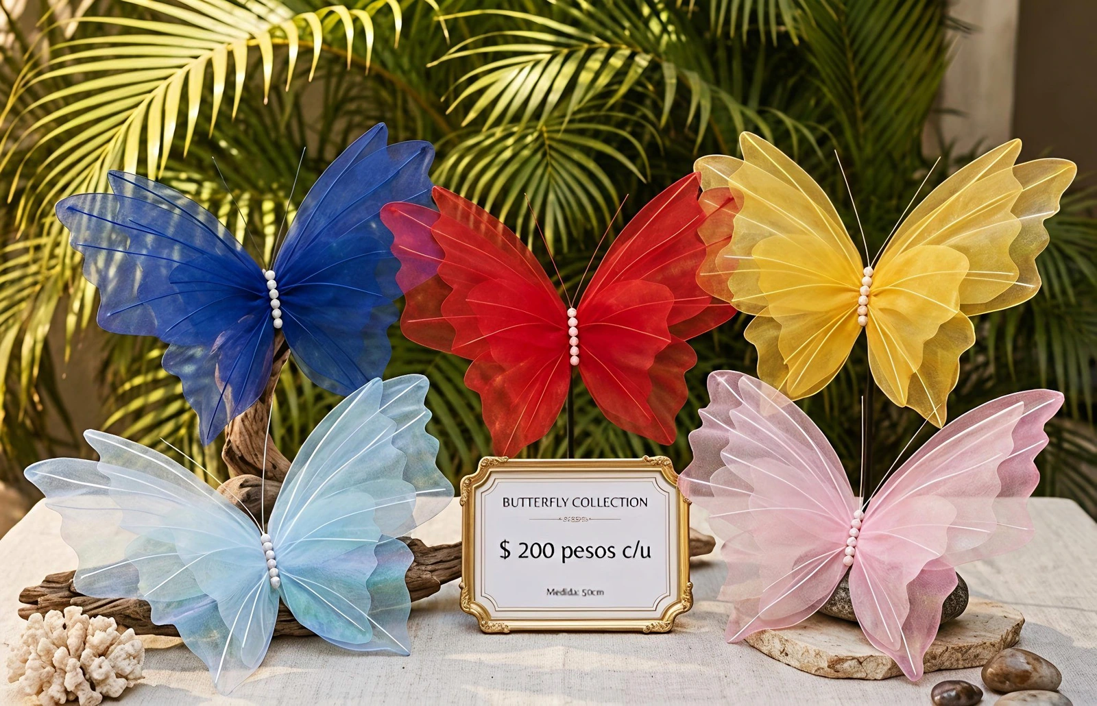 Mariposas de tela de organza variedad de colores
