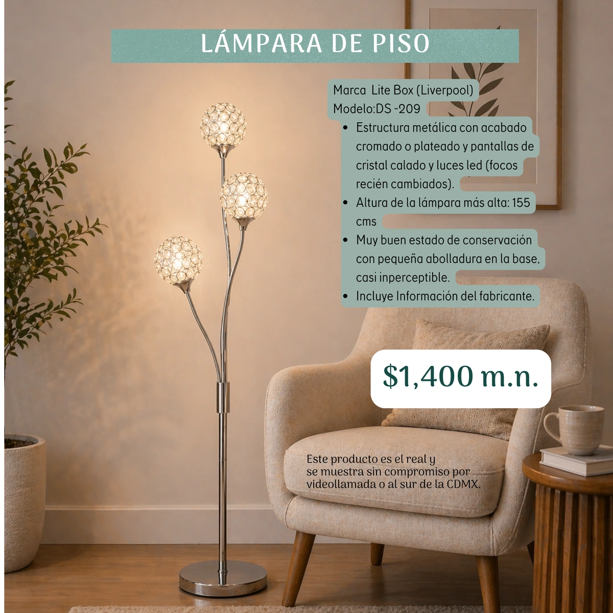 Elegante lampara de piso