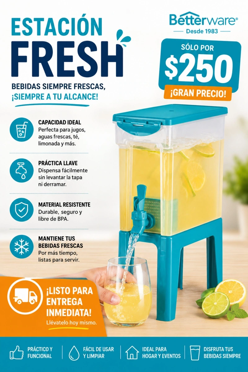 Dispensador de bebidas - Estación Fresh 4 Litros Betterware
