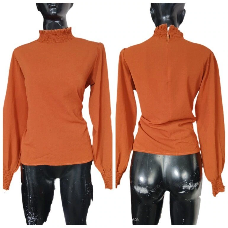 BLUSA CUELLO LARGO MANGAS LARGAS COLOR LADRILLO
