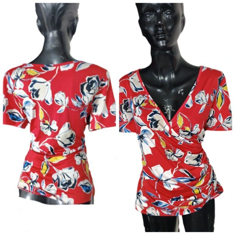 BLUSA CRUZADA FLORAS ESCOTE EN V LICRA