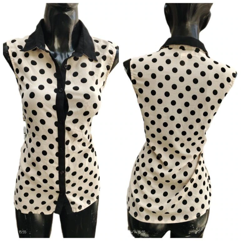 BLUSA FRESCA DE GASA CON LUNARES ELEGANTE