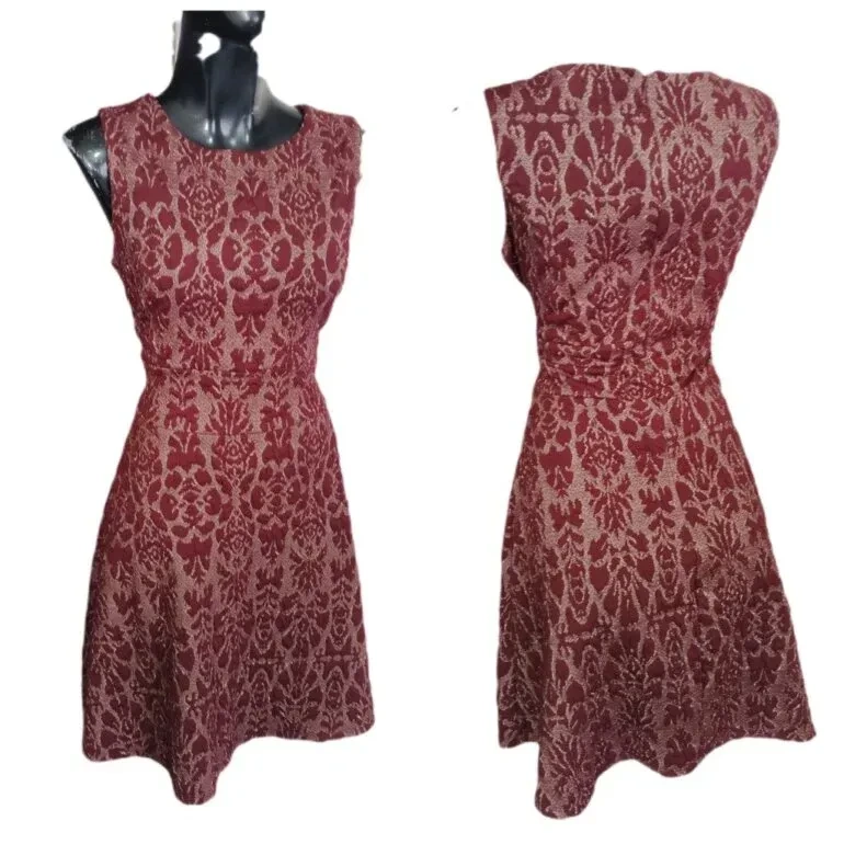 VESTIDO VINO STRECH CLASICO CIRCULAR ELEGANTE