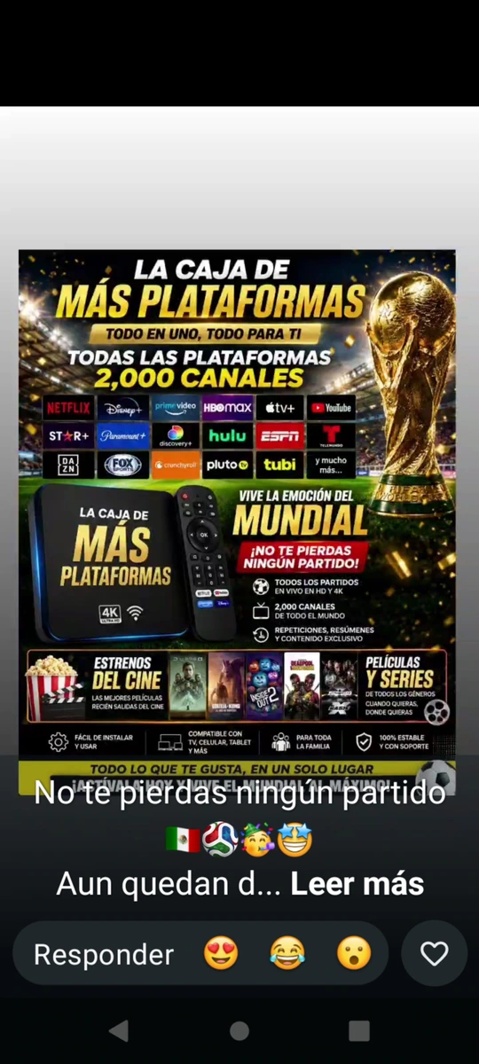 Caja para ver series películas y mundial
