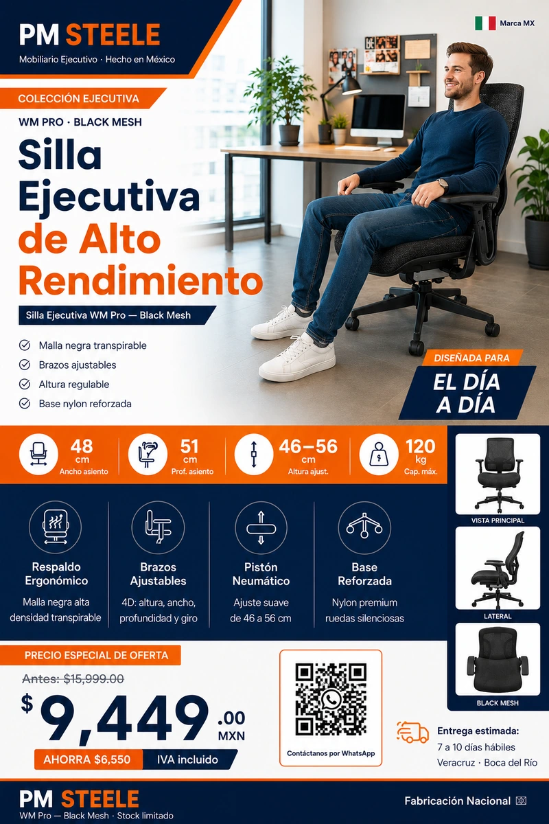 SILLA DE OFICINA - EXCELENTE CALIDAD PMS-