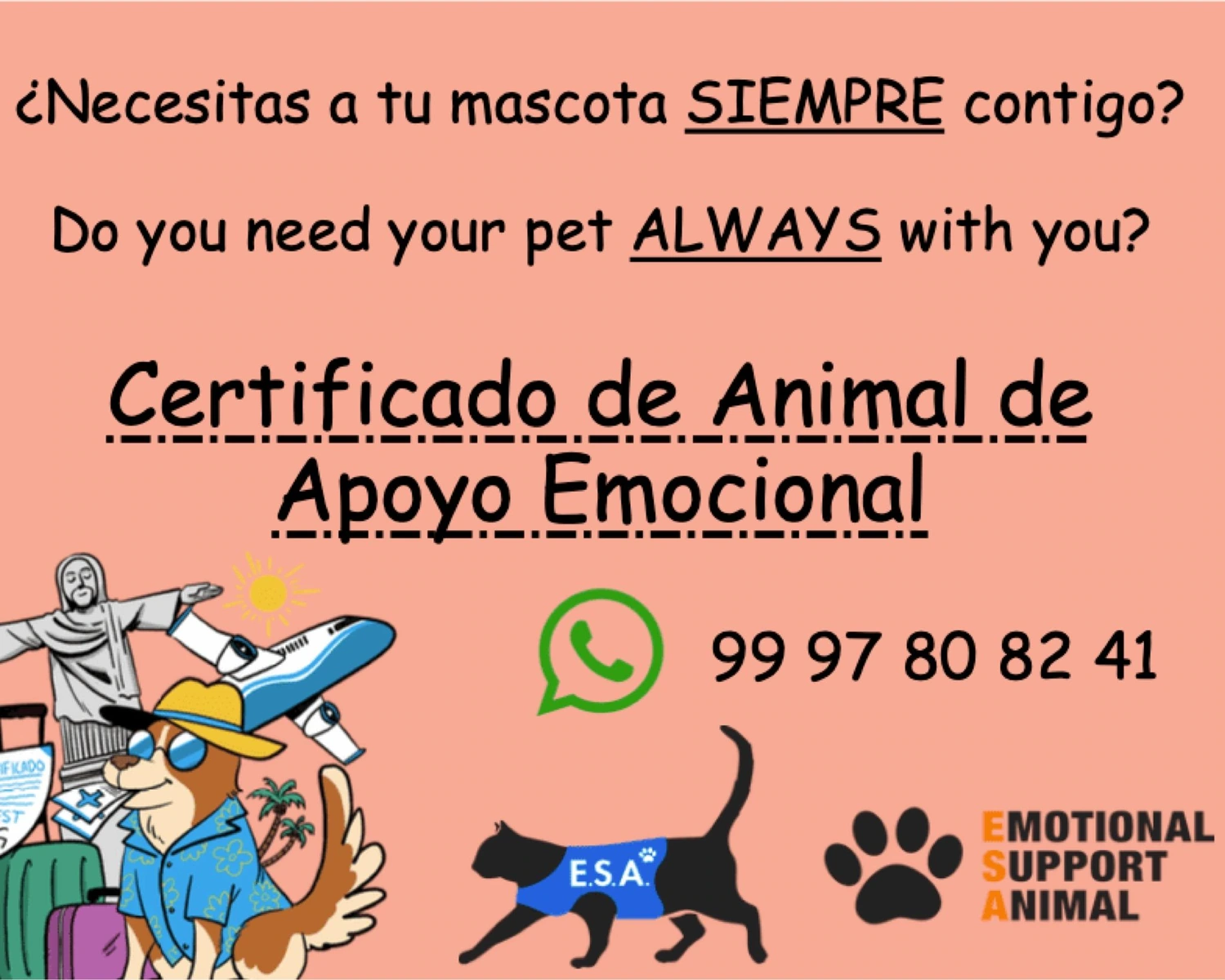 Certificado de animal de apoyo emocional