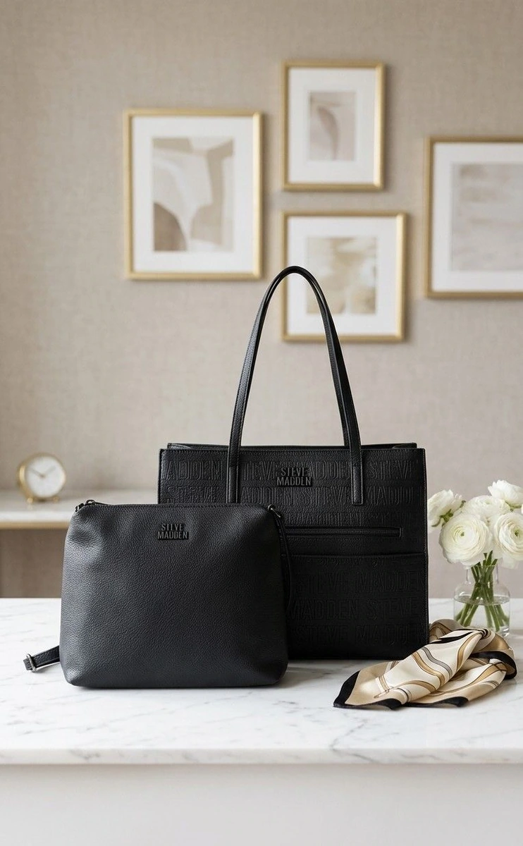 Steve Madden original 🇺🇸 Tote Negra 2 en 1 Nueva con Bolsa Interior