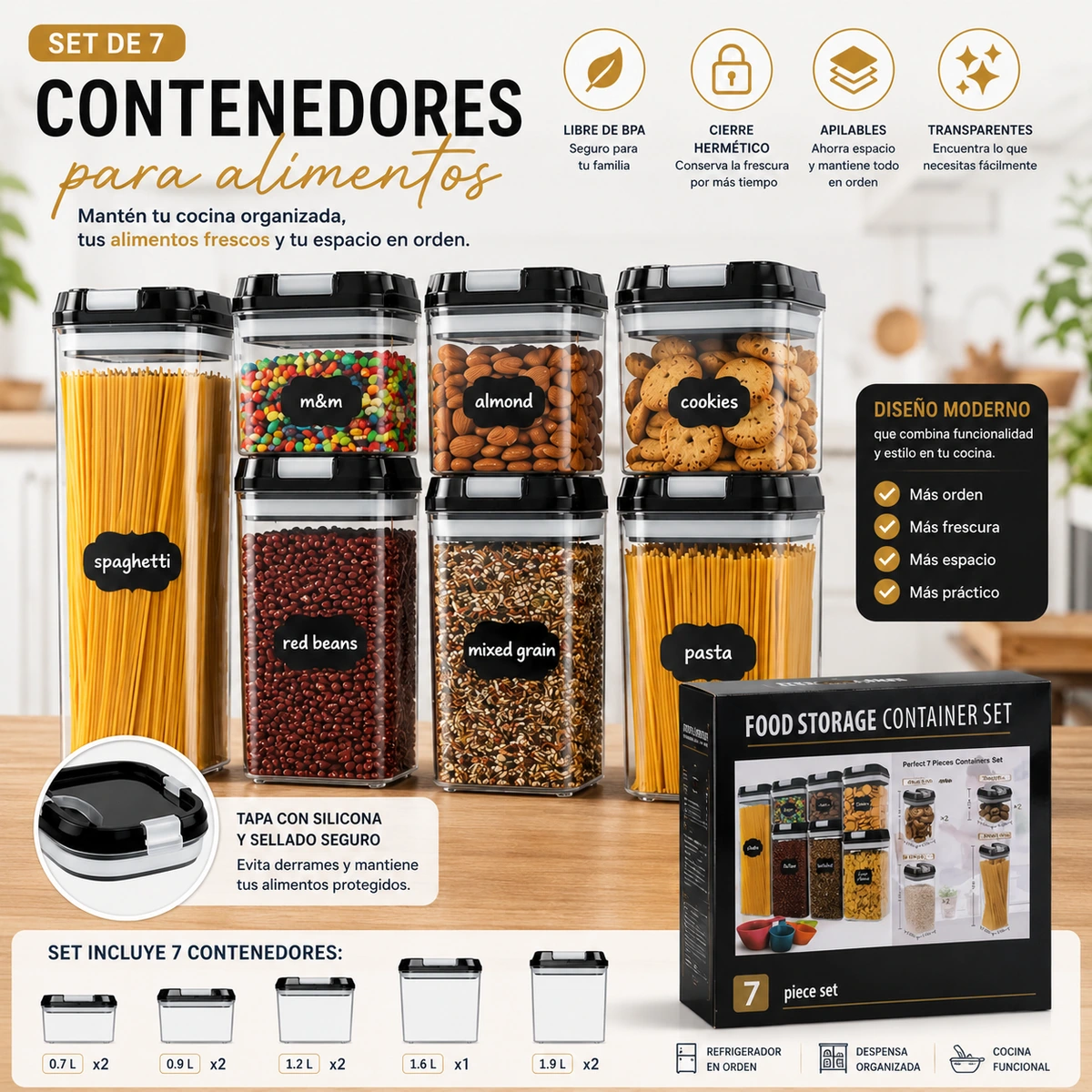 Set de 7 Contenedores Herméticos