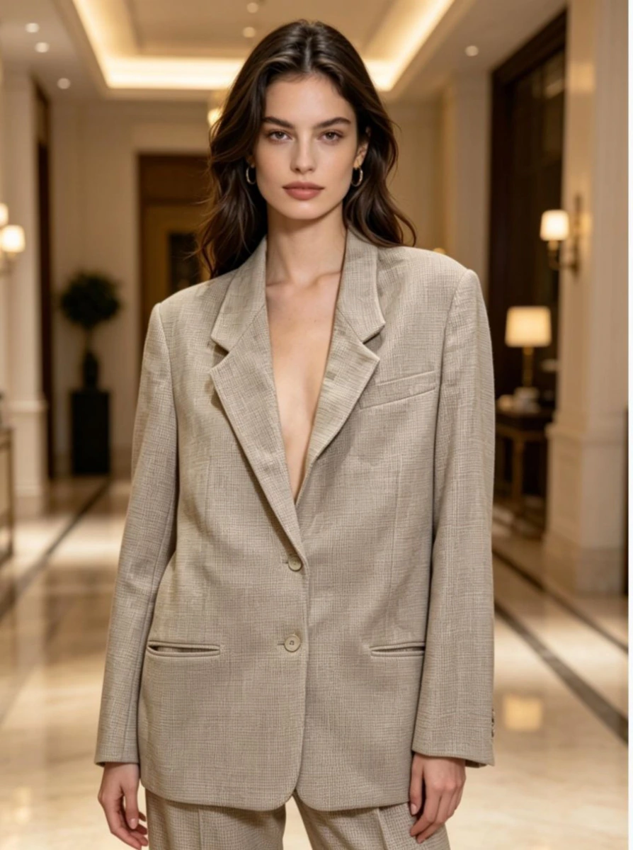 Elegante y fino Blazer dorado a cuadros pequeños, marca Jones New York