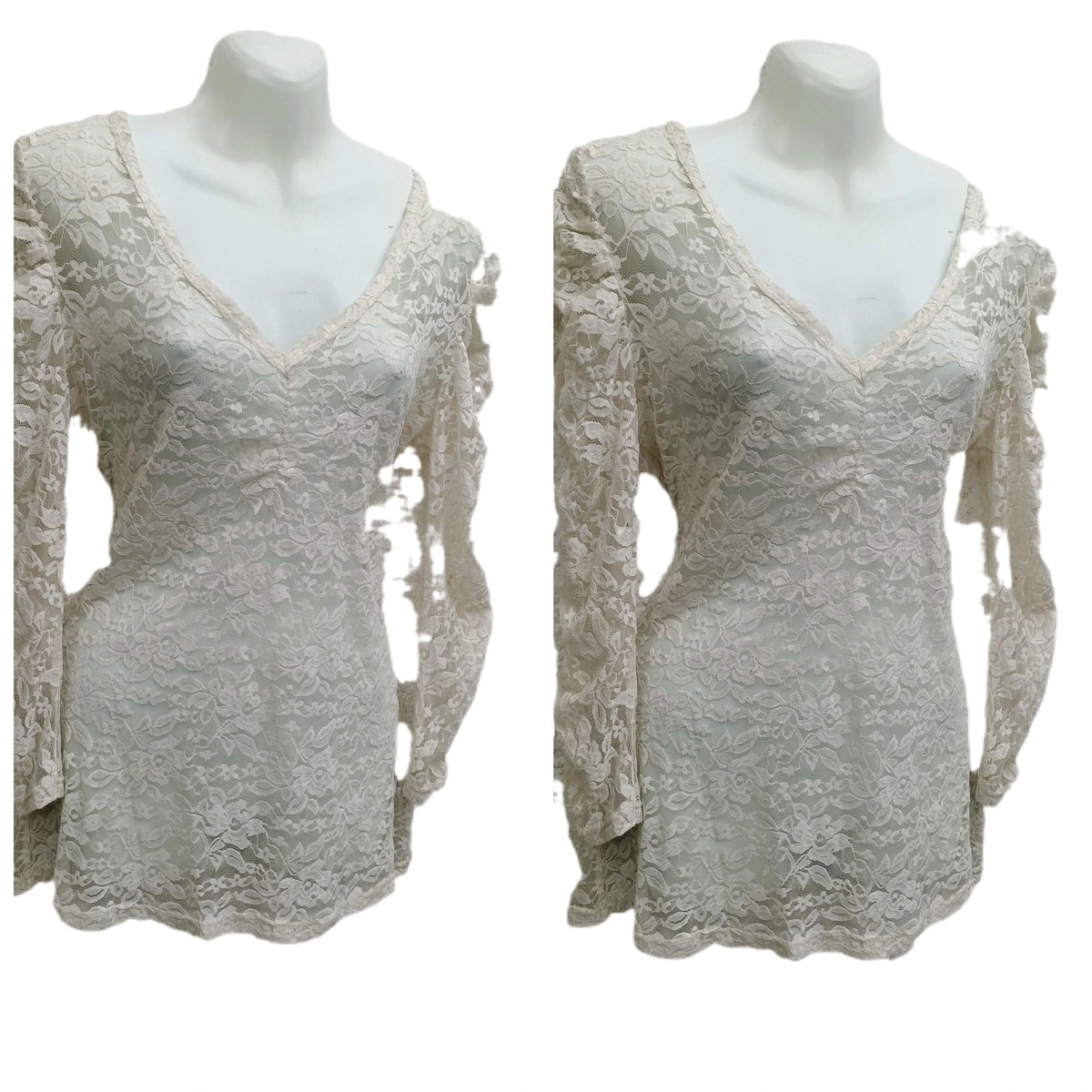 Blusa beige de encaje strech
