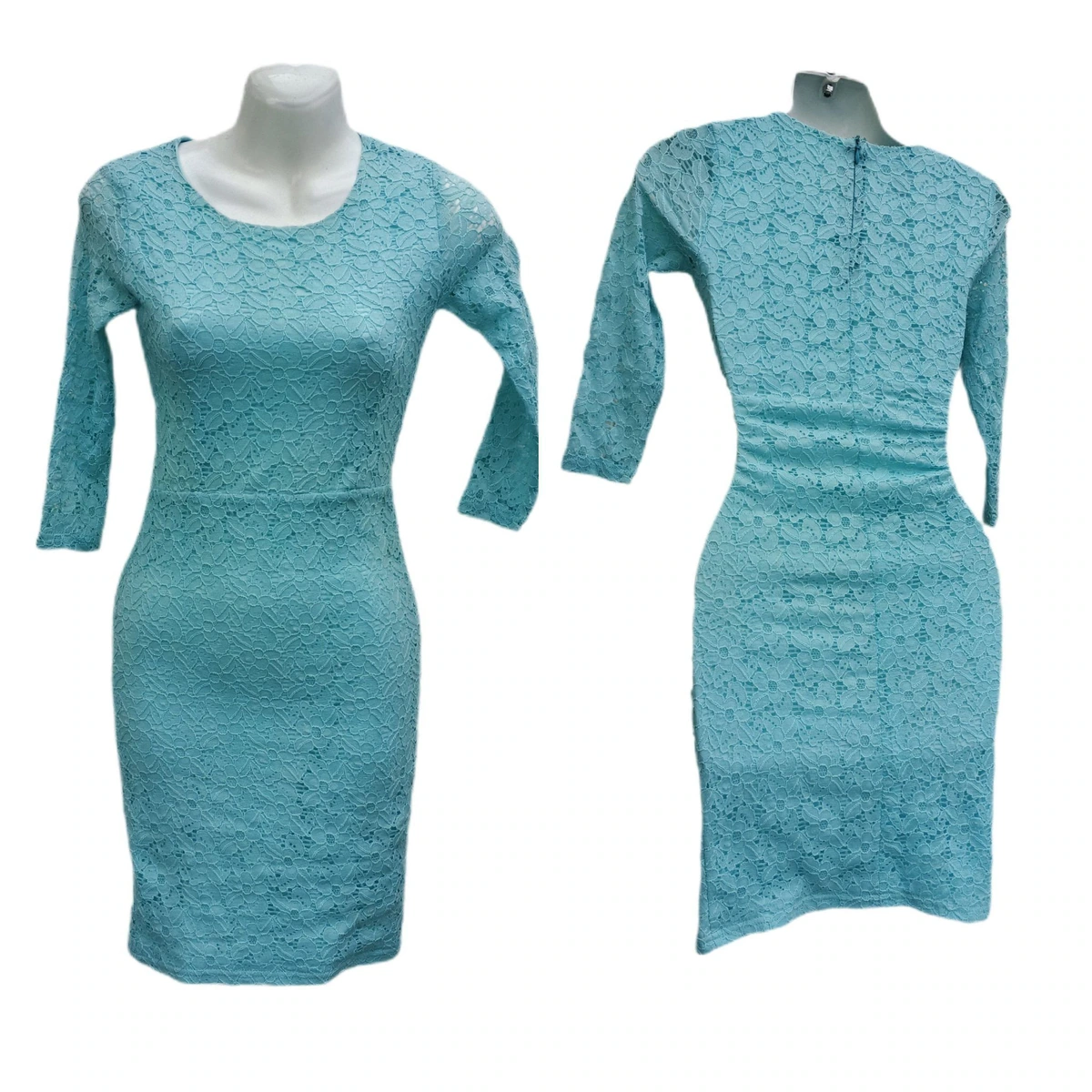 Vestido turquesa ajustado lindo de encaje