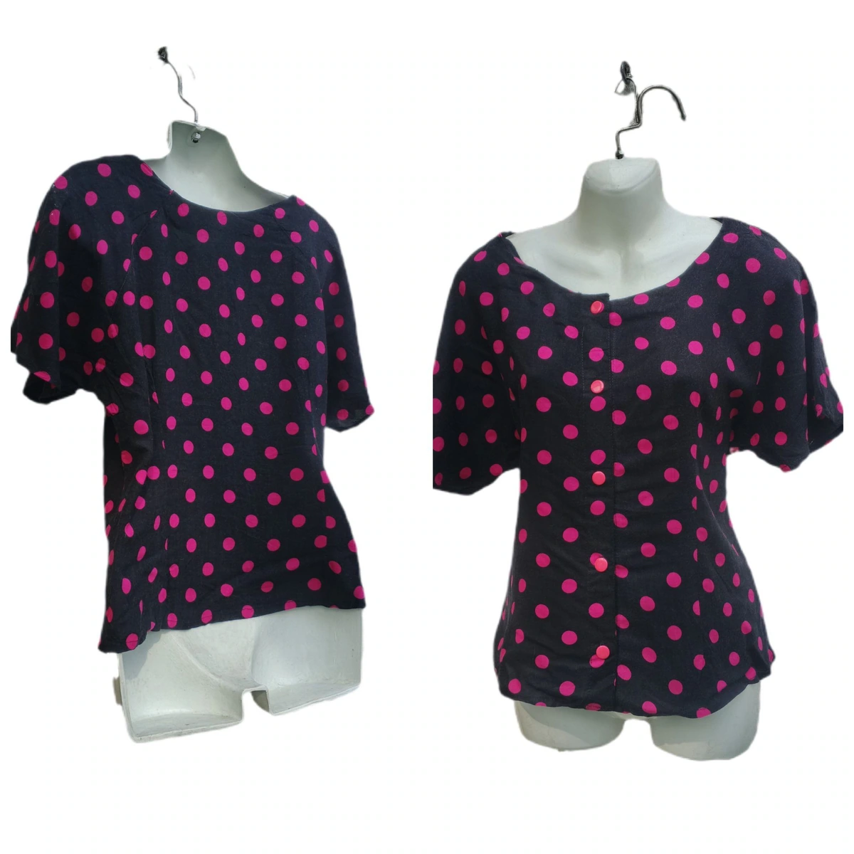 Blusa con lunares manga corta y botones