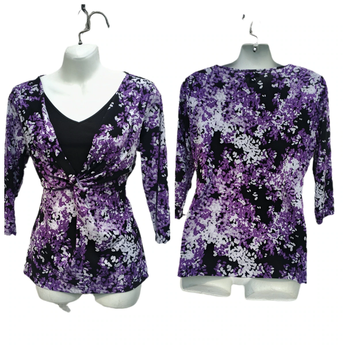 Blusa de licra strech cuello v estampada