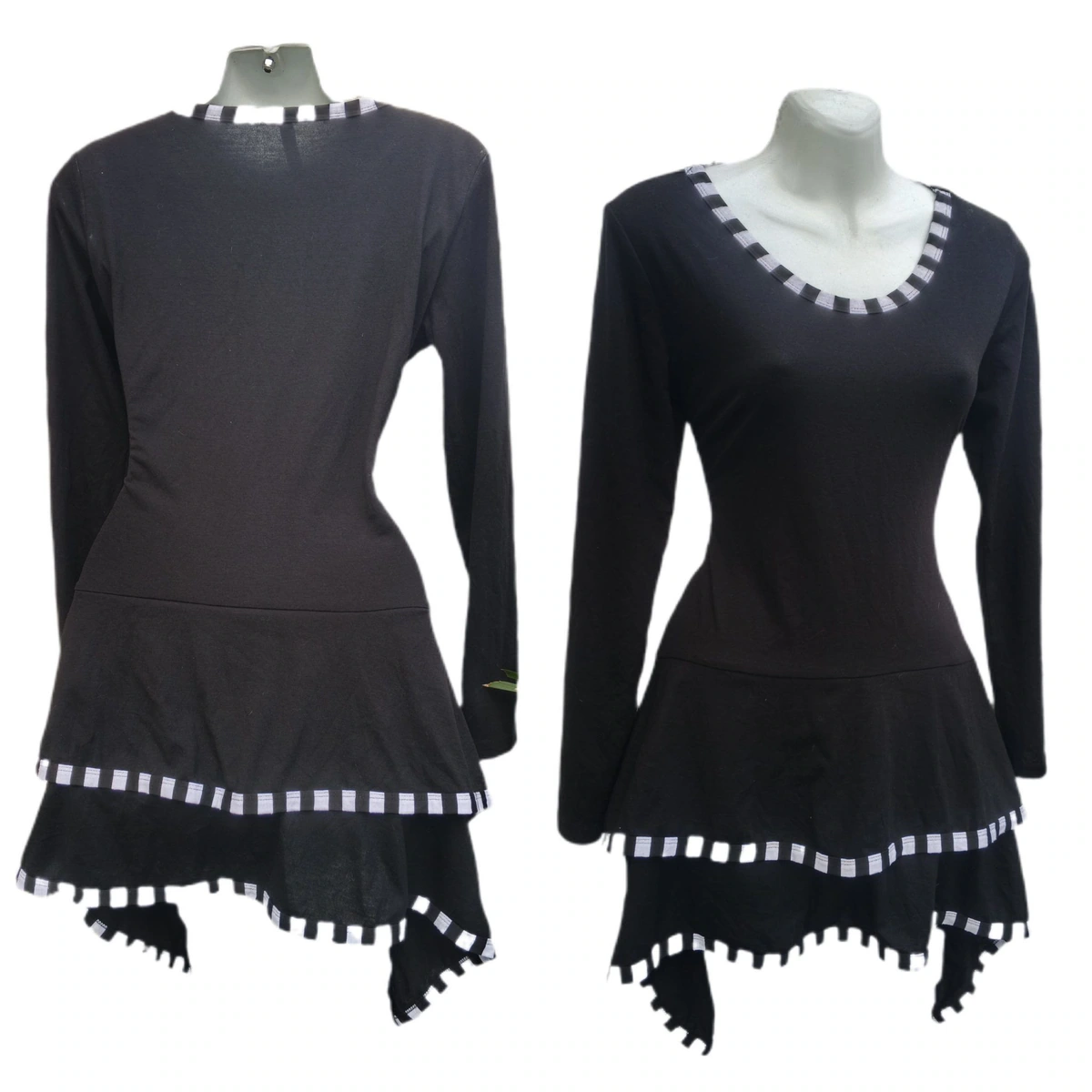Vestido asimétrico negro con olan