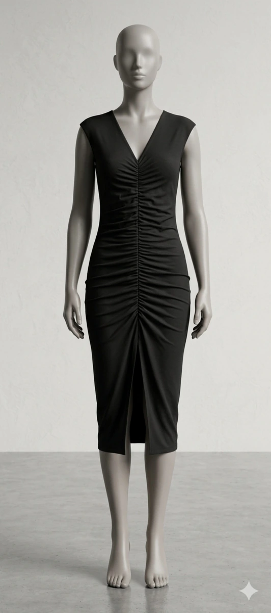 Vestido Negro. Corte midi