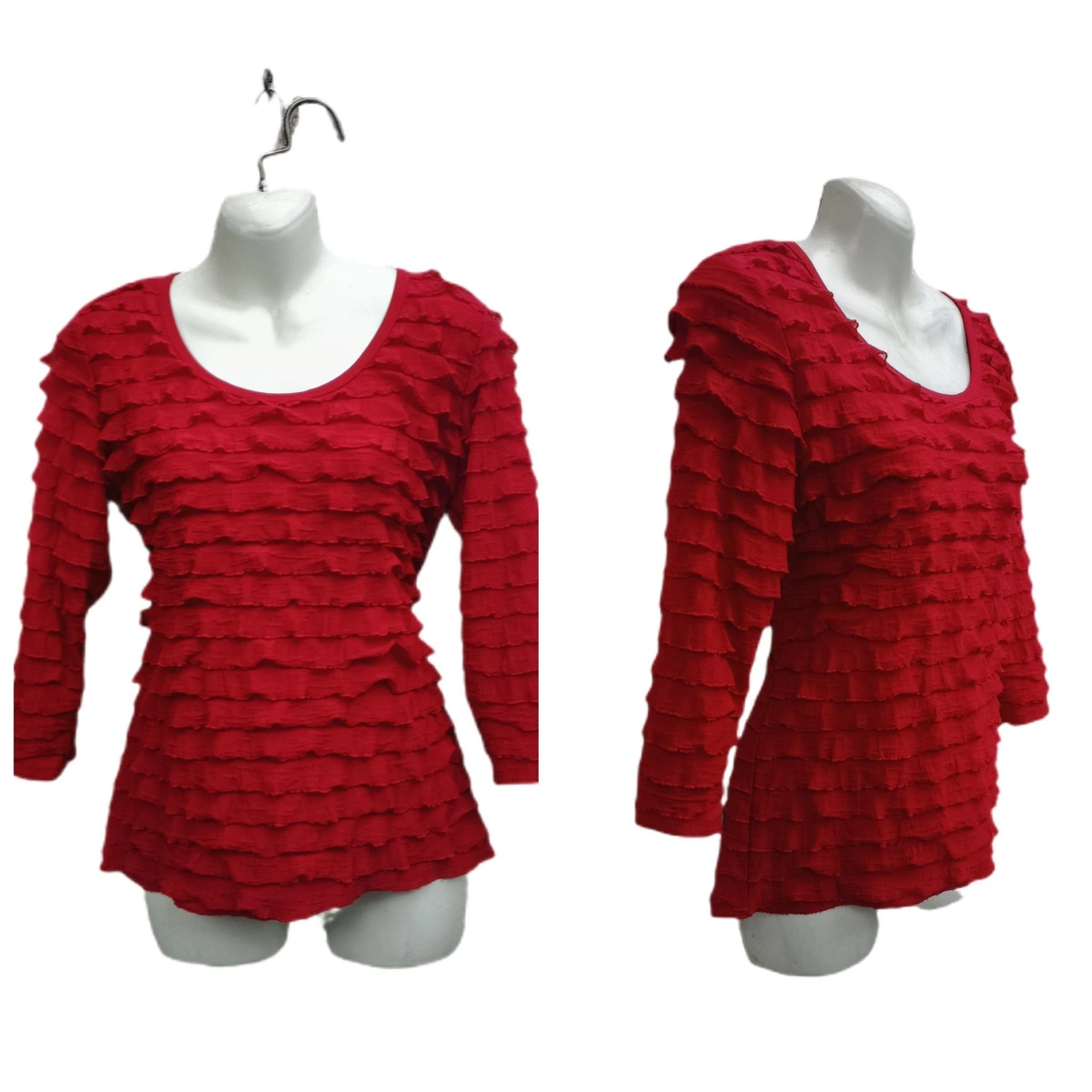 Blusa strech roja con olanes