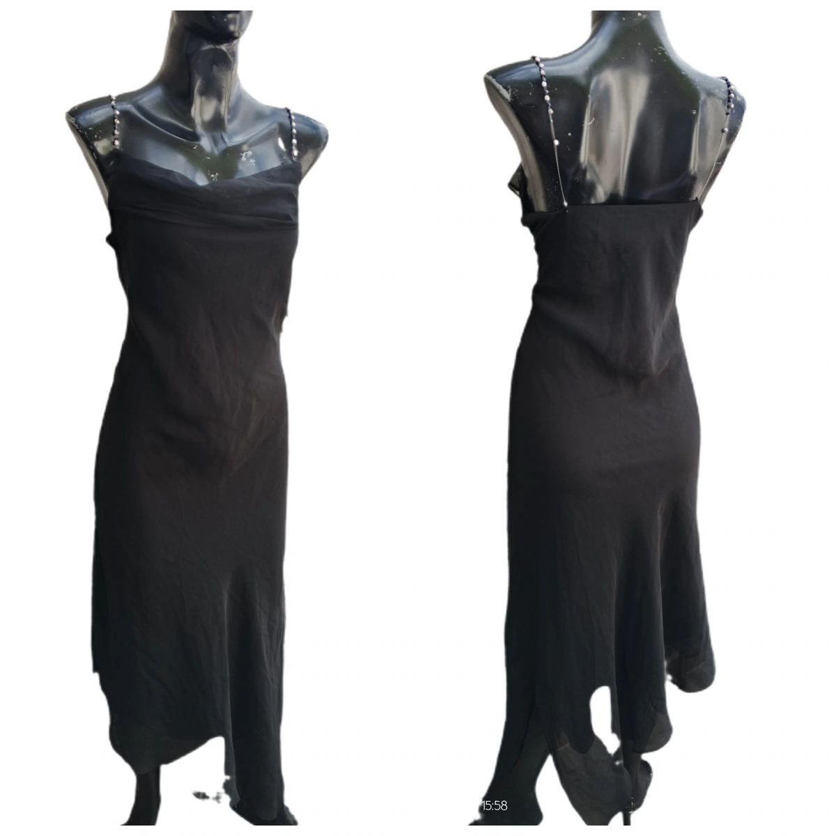Vestido de fiesta con cuentas y gasa