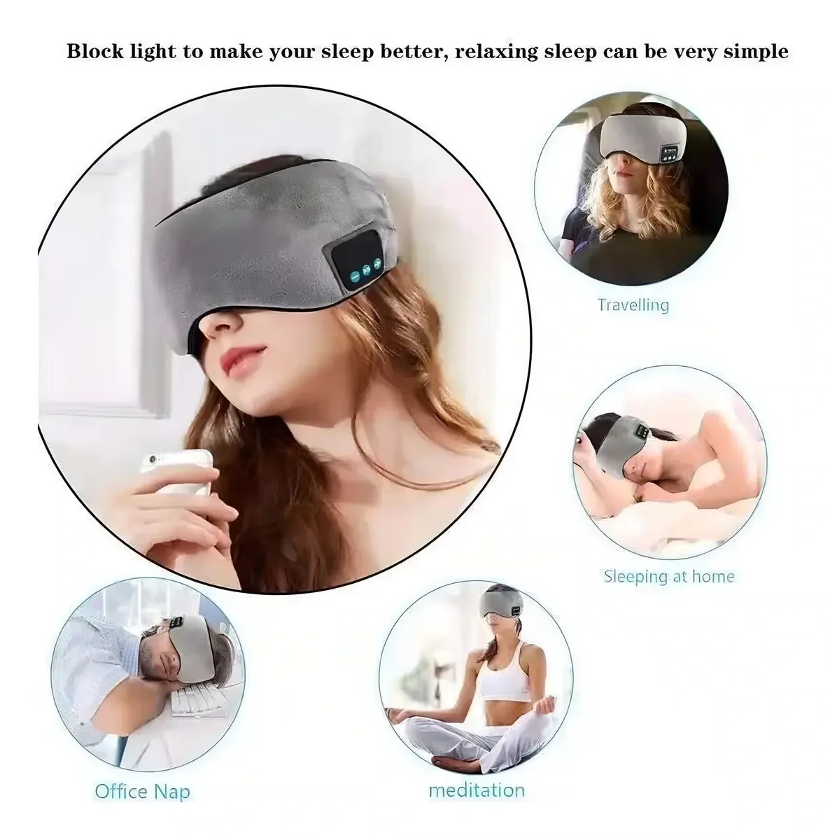 Mascara para dormir con auriculares Bluetooth