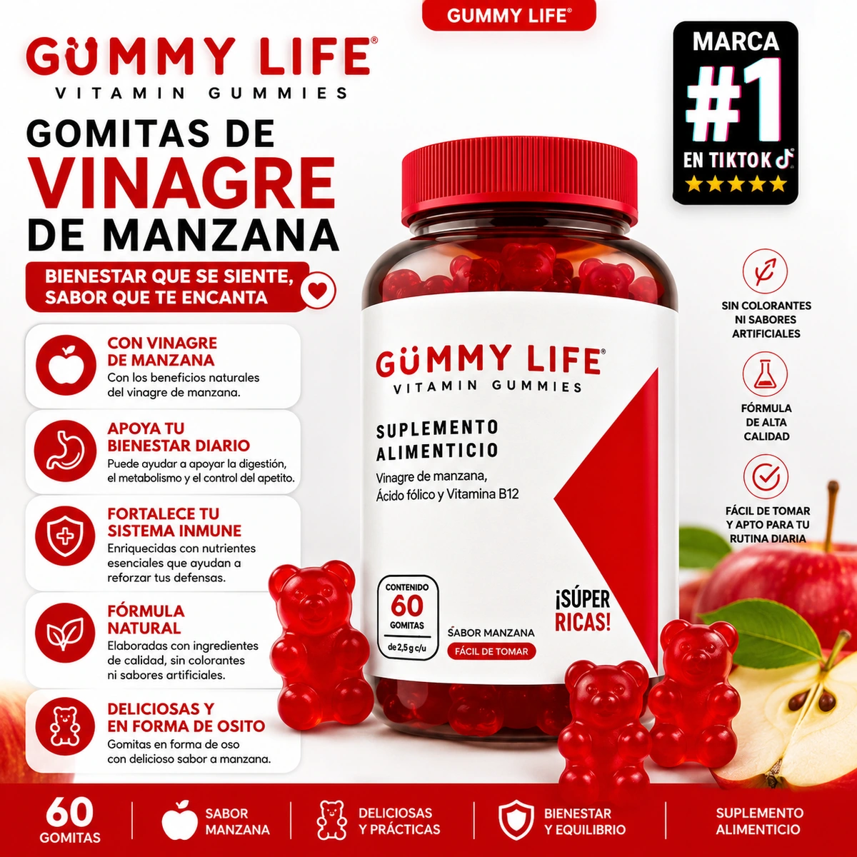 Gummy Life Gomitas de Vinagre de Manzana