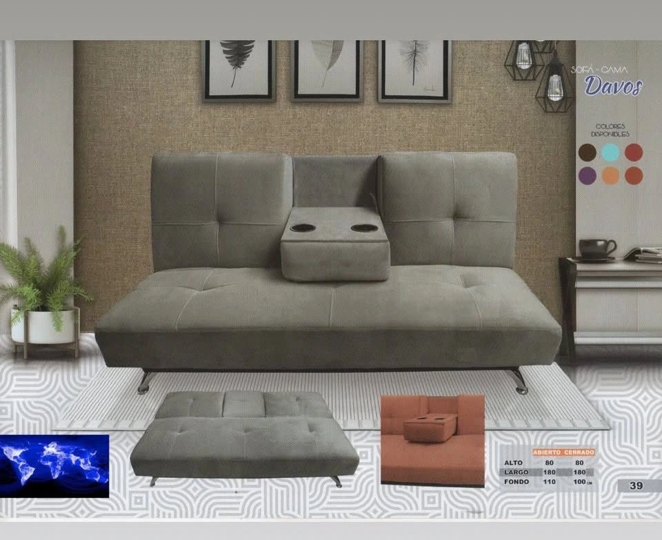 SOFA CAMA M. P. MOD. DAVOS STANDAR DE 3 PSS C/ PORTAVASOS