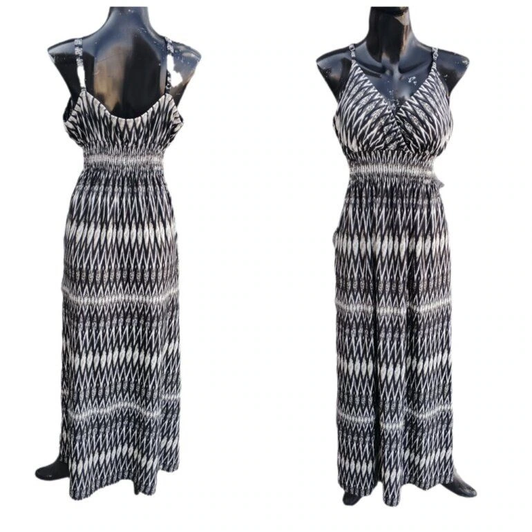 vestido largo con tirantes con copas strech y elastico