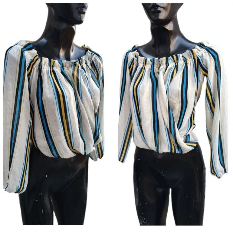 blusa de gasa crop top corta manga larga rallas bonita favlux fashion