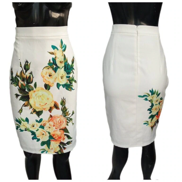 falda de tubo blanca floral elegante forro