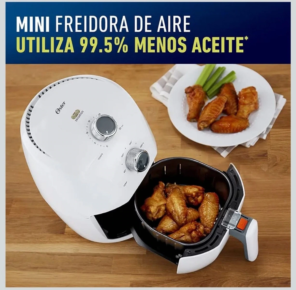 Freidora de Aire OSTER, de q.5 L, Control de temperatura Ajustable.