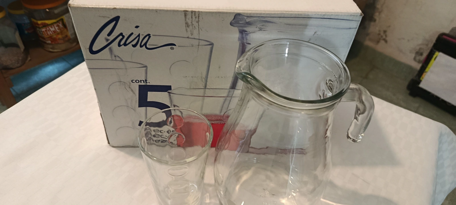 Jarra De Cristal Con Vasos