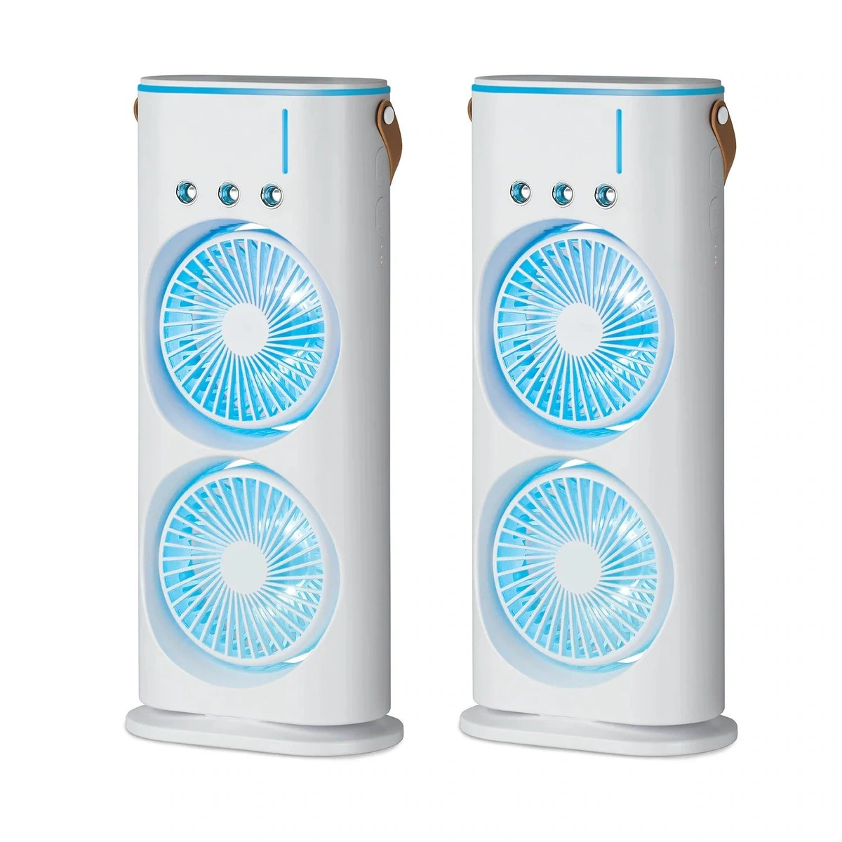 Aqua Breeze - Set de 2 Ventiladores Portátiles con Tecnología de Niebla Helada y Luces LED
