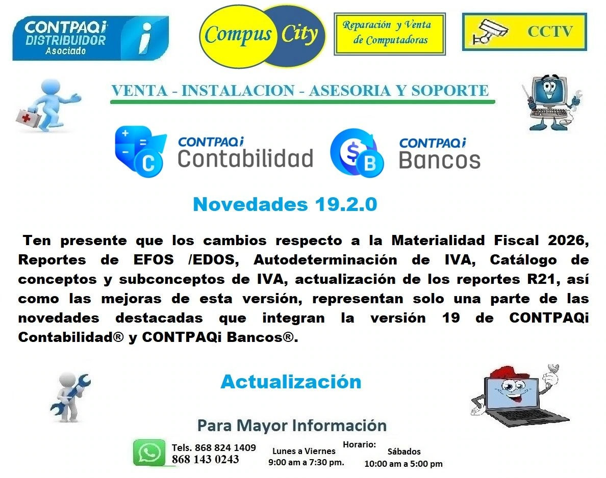 VENTA - INSTALACIÓN - ASESORÍA Y SOPORTE de Sistemas Contpaqi